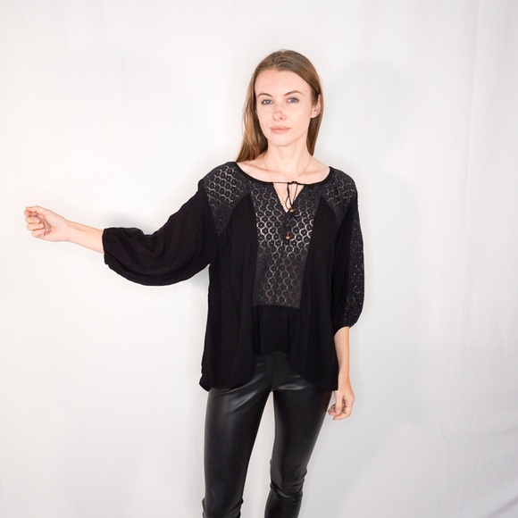 FREE PEOPLE Contrast Illusion Embroidered Blouse - Picture 6 of 8